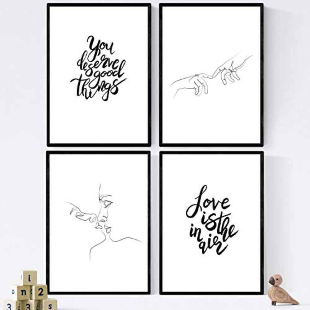 POSTER Set mit 4 ‚Liebe in der Luft‘ A3 Rahmenlos - Klar, Papier (29.7/3cm) - Nacnic