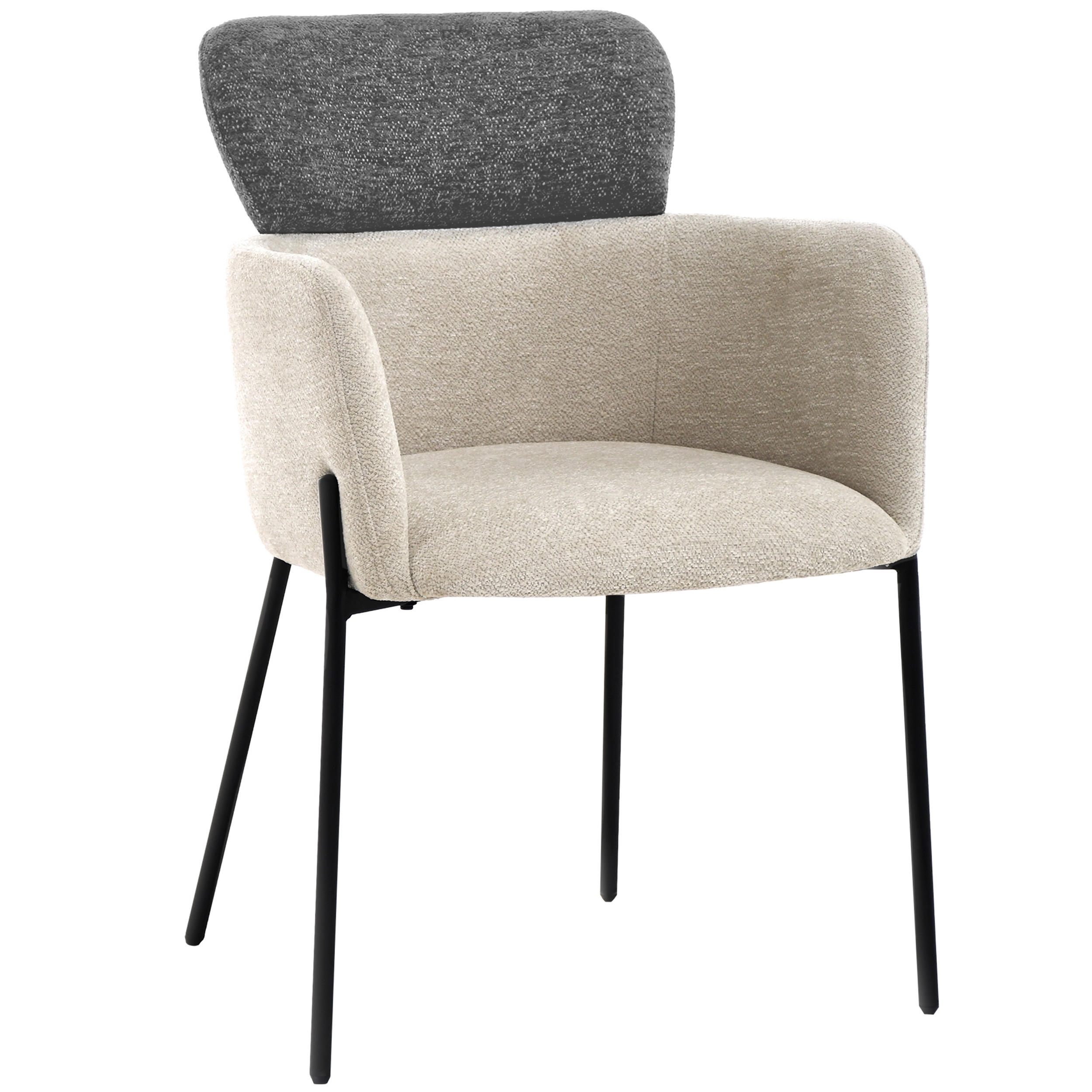 ŽIDLE S PODRUČKAMI Osmo s kovovými nohami, látka bouclé, tmavě béžová + šedá - šedá/černá, kov/textil (60/85/57cm) - Beautysofa