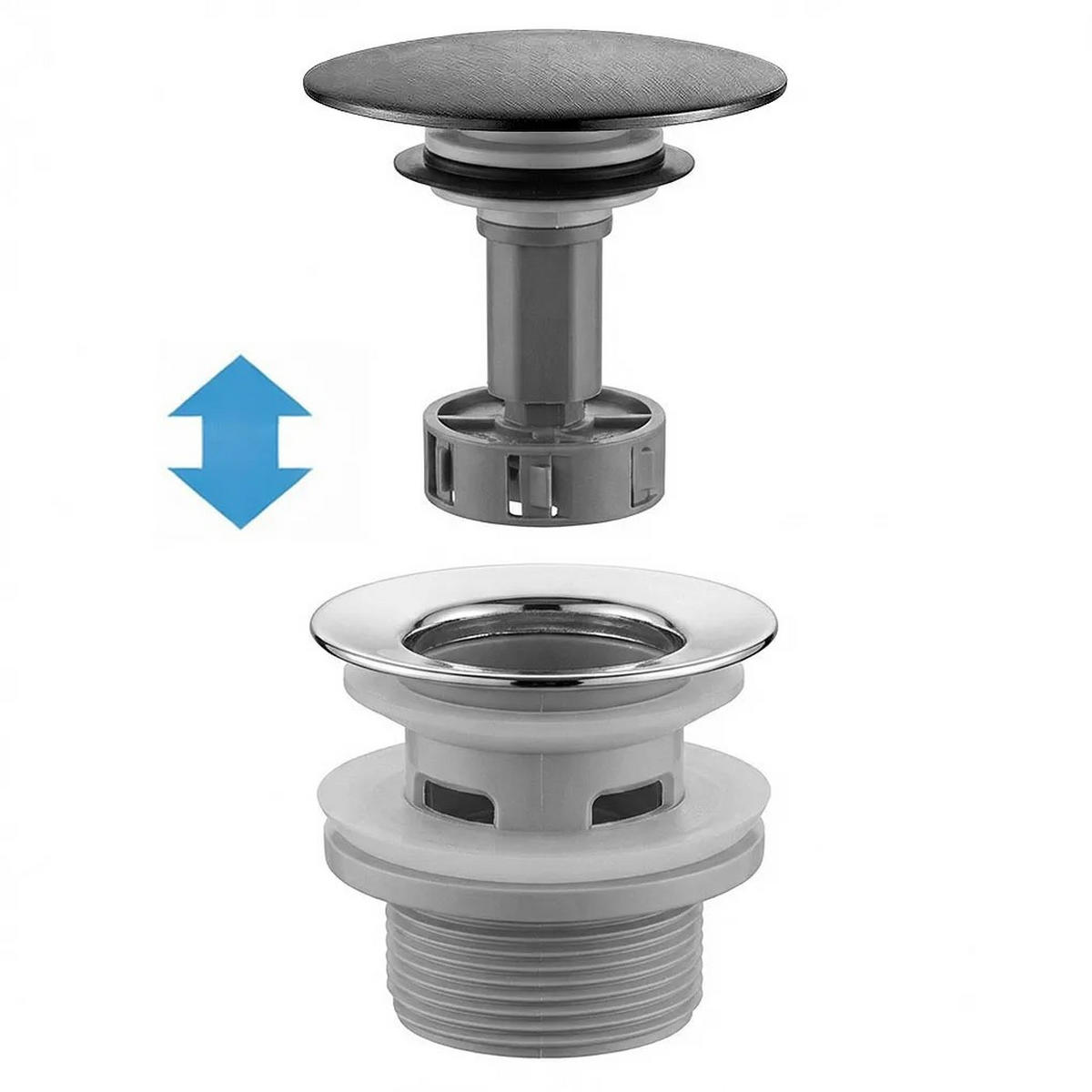 WASCHBECKEN-SIPHON Klik-klak Universal Rea Flow Titan - Titanfarben, Metall (6.6/11.8/93cm) - REA