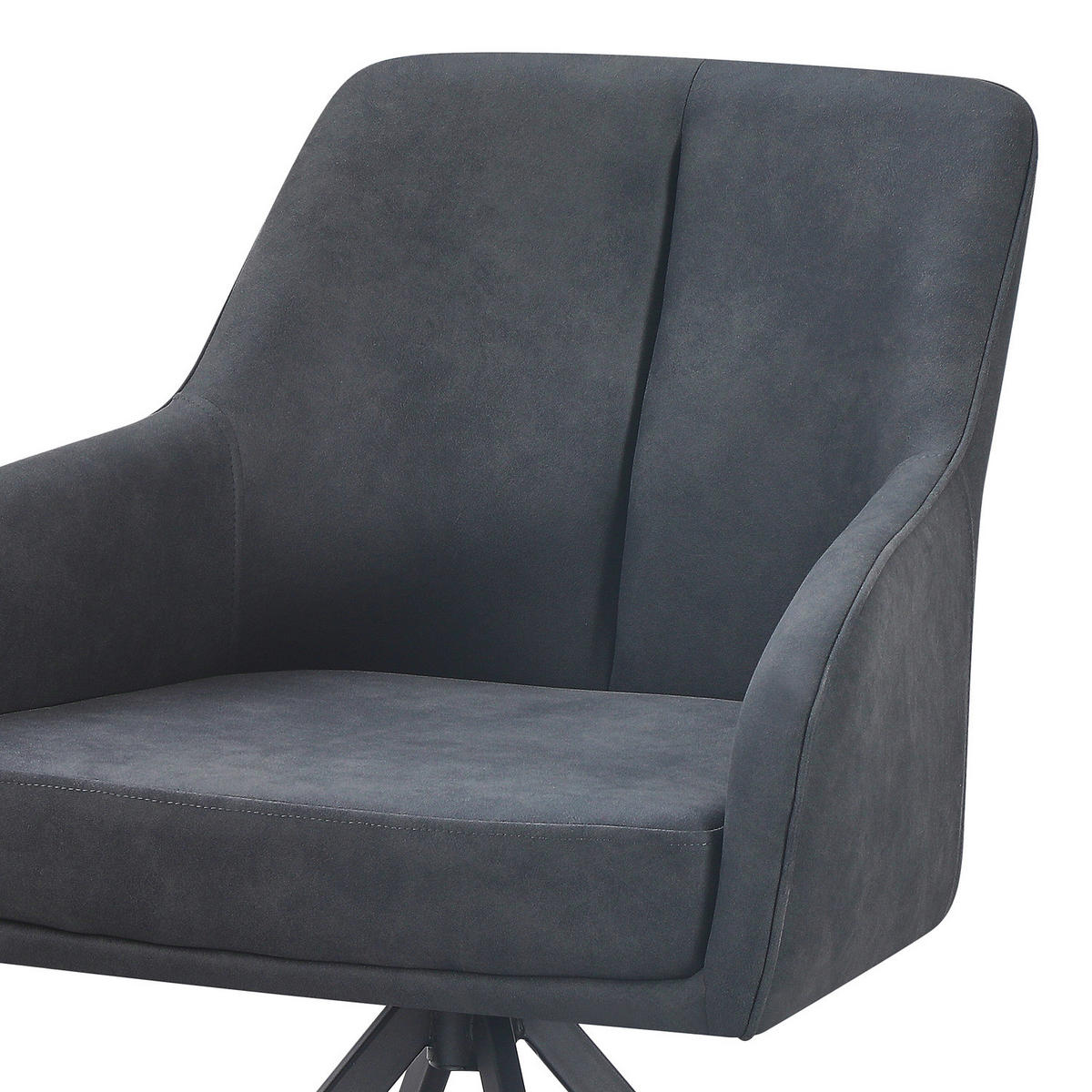 DREHBARER ARMLEHNENSTUHL - 2er-Set - Grau, Textil/Metall (62/83/62cm) - home24