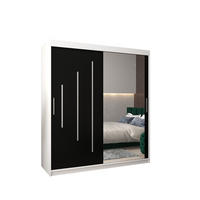 SCHWEBETÜRENSCHRANK 200/180/62 2-türig - Silberfarben/Schwarz, Holz/Kunststoff (180/200/62cm) - Abiks Möbel