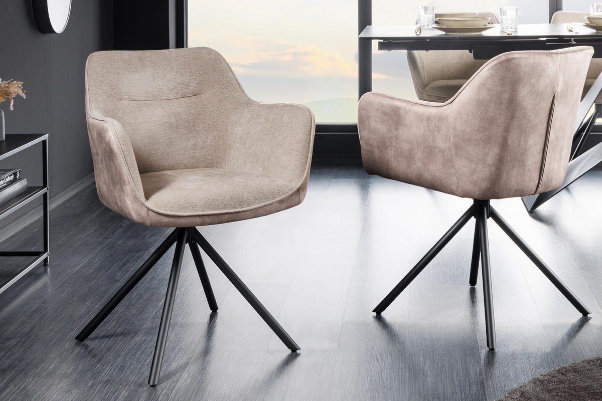 STUHL VERONA Samt Champagner 80 cm - Champagner/Schwarz, Textil/Metall (58/80/59cm) - riess-ambiente