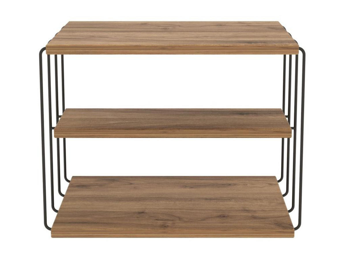 BEISTELLTISCH mit 1 Regal - Holzfarben & Schwarz - BRILENA - Naturfarben, Holz (50/40/33cm) - Vente-Unique