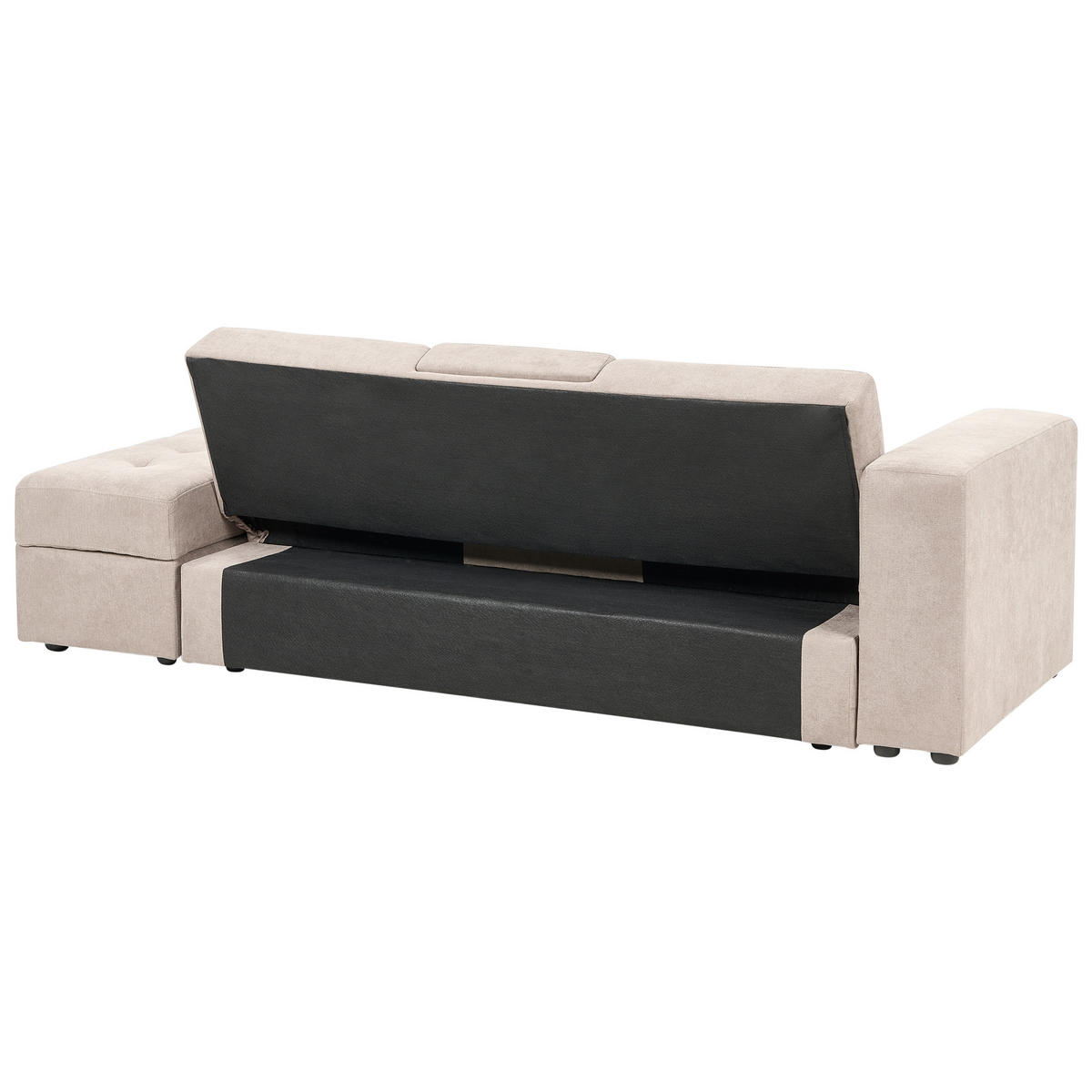 CANAPEA EXTENSIBILĂ cu 3 locuri textil maro deschisă cu spațiu de depozitare Falster - maro deschis, material textil (210/75/94cm) - Beliani