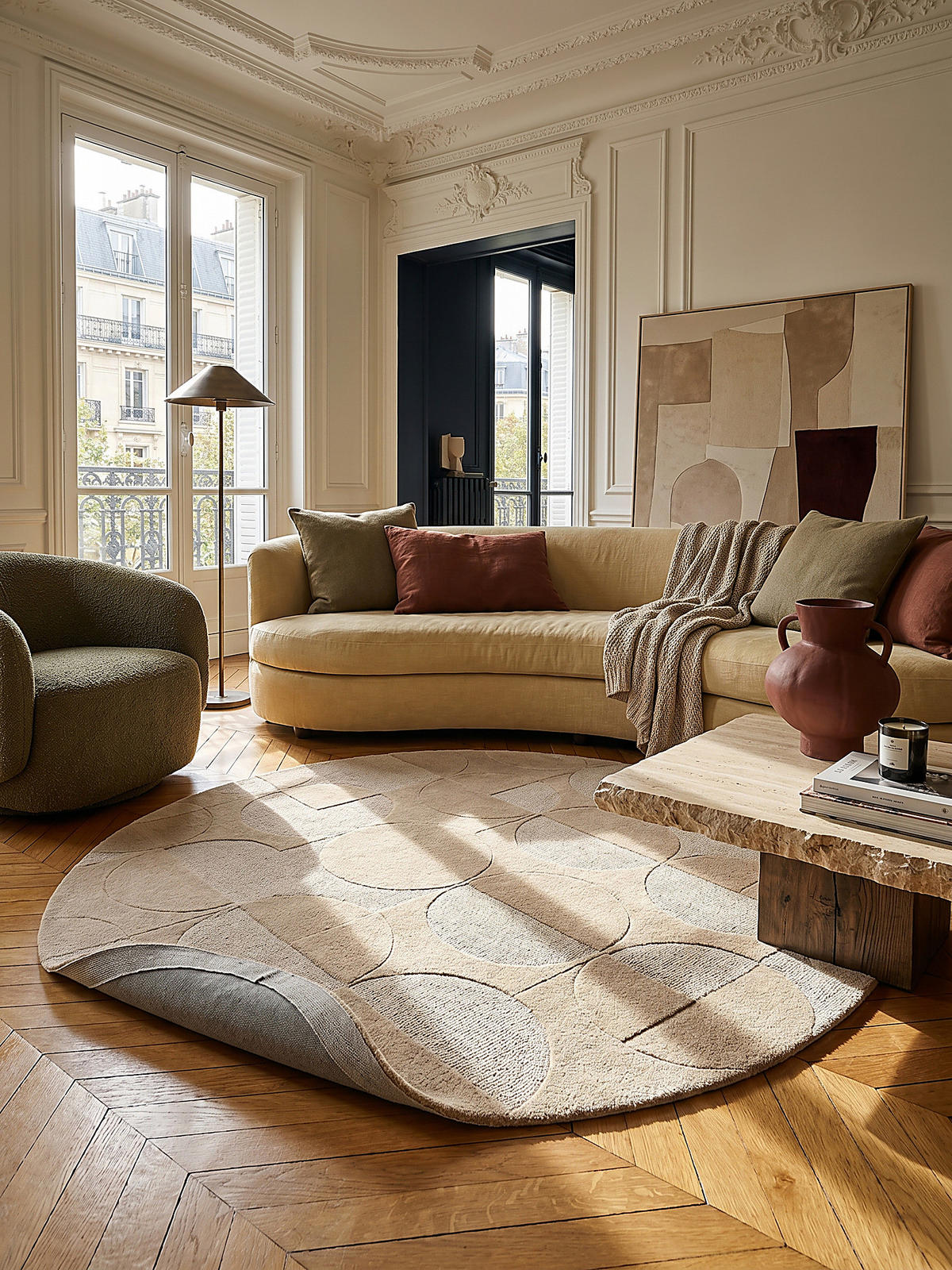 WOLLTEPPICH Geometrisches-Design, naturfarben DEBEN NOAH, Braun 160x160 cm - Braun, Textil (160/160cm) - KADIMA DESIGN