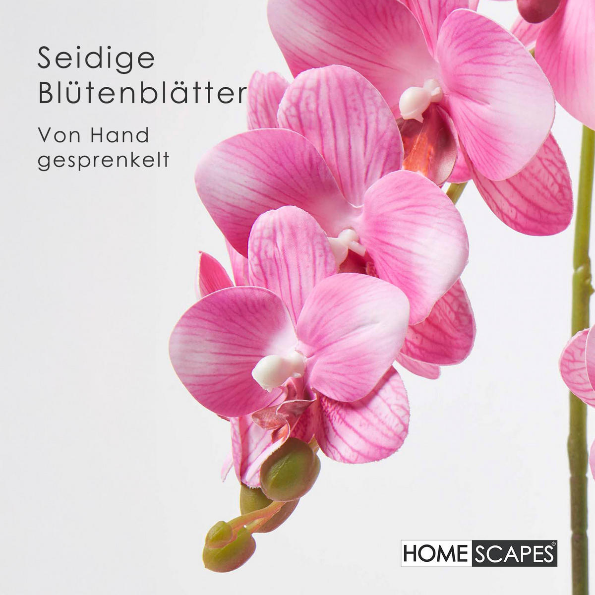KUNSTBLUME Orchidee rosa im Deko-Topf, 54 cm - Rosa, Kunststoff (54cm) - Homescapes