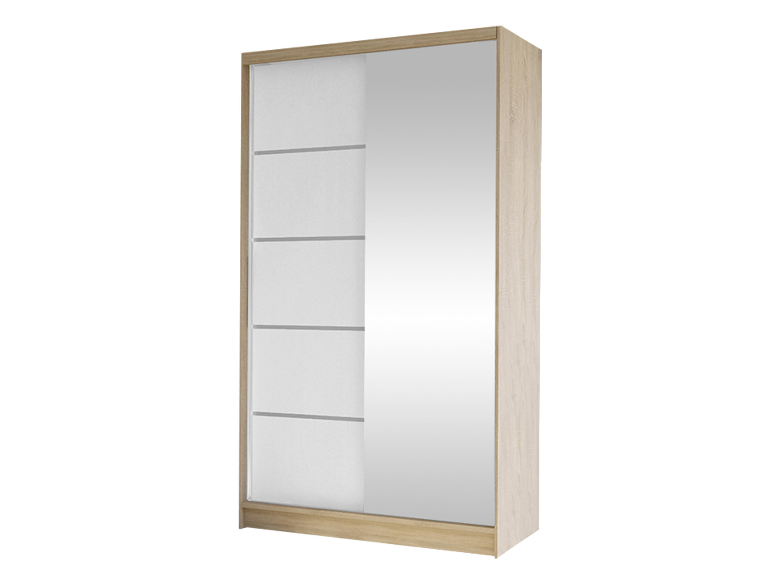 SCHWEBETÜRENSCHRANK Diego III - Weiß/Sonoma Eiche, Holzwerkstoff/Metall (100/200/58cm) - MIRJAN24