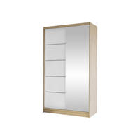 SCHWEBETÜRENSCHRANK Diego III - Weiß/Sonoma Eiche, Holzwerkstoff/Metall (100/200/58cm) - MIRJAN24