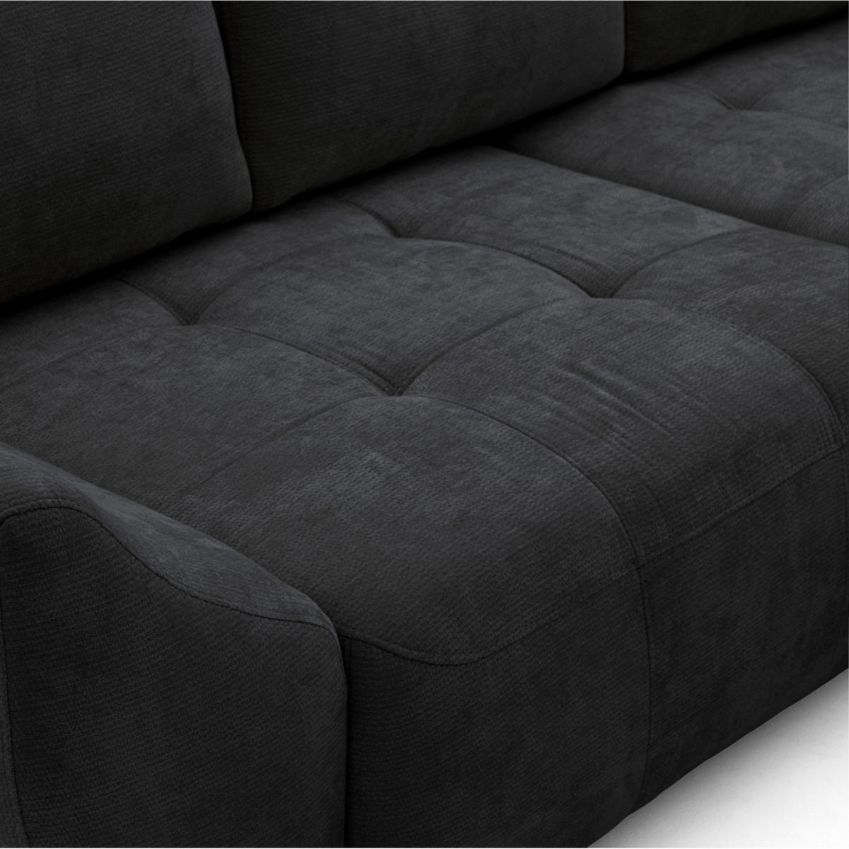 ECKSOFA NICE L Rechts mit Schlaffunktion 137x204 Chenille Anthrazit - Anthrazit/Schwarz, Holz/Textil (165/260cm) - Muffo