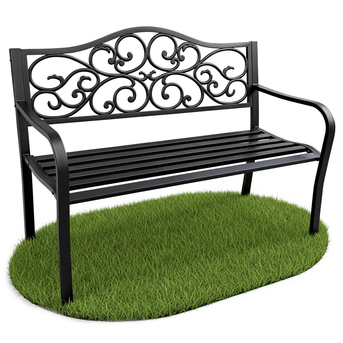 GARTENBANK IRGA Schwarz 127 x 89 x 62 cm - Schwarz, Metall (127/89/62cm) - Akord