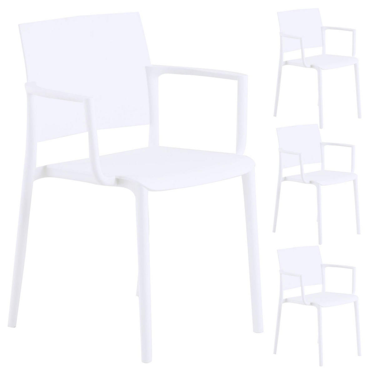 GARTENSTÜHLE TERRA 4ER-SET - Weiß, Textil (55/81/52cm) - IDIMEX