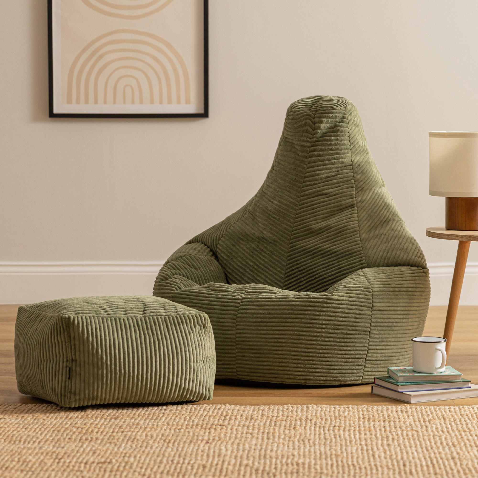 SITZSACK Dalton mit Hocker - Salbeigrün, Textil (90/73/84cm) - icon