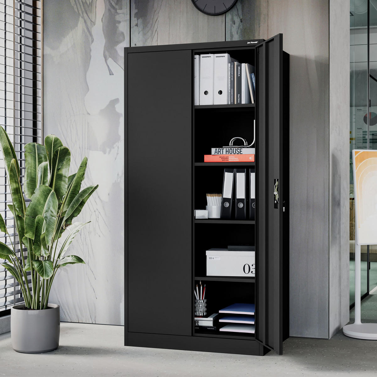 METALLSCHRANK für Büro und Werkstatt JAN D600 - Schwarz, Metall (90/185/60cm) - Jan Nowak