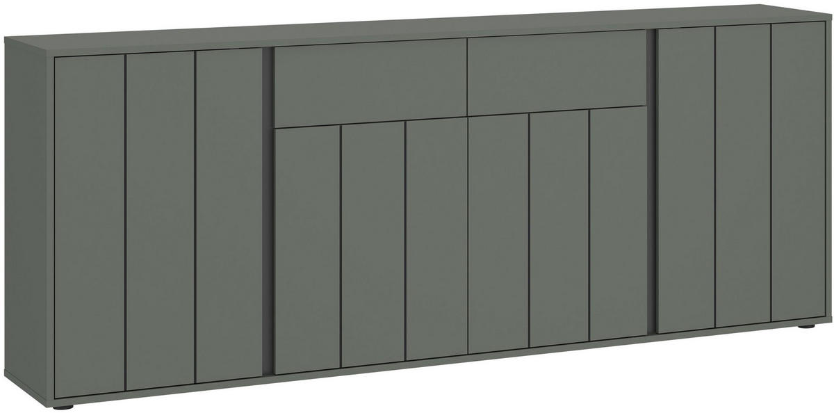 SIDEBOARD Veddel grau-grün / anthrazit 203 / 40 / 82cm - Blaugrau/Grau, Holz/Holzwerkstoff (203/82/40cm) - Feldmann-Wohnen