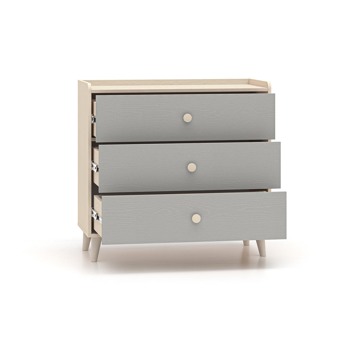 DĚTSKÁ KOMODA Alycia Béžová - Šedá - Efekt dřeva - šedá, dřevo (90/85/40cm) - Petits-meubles