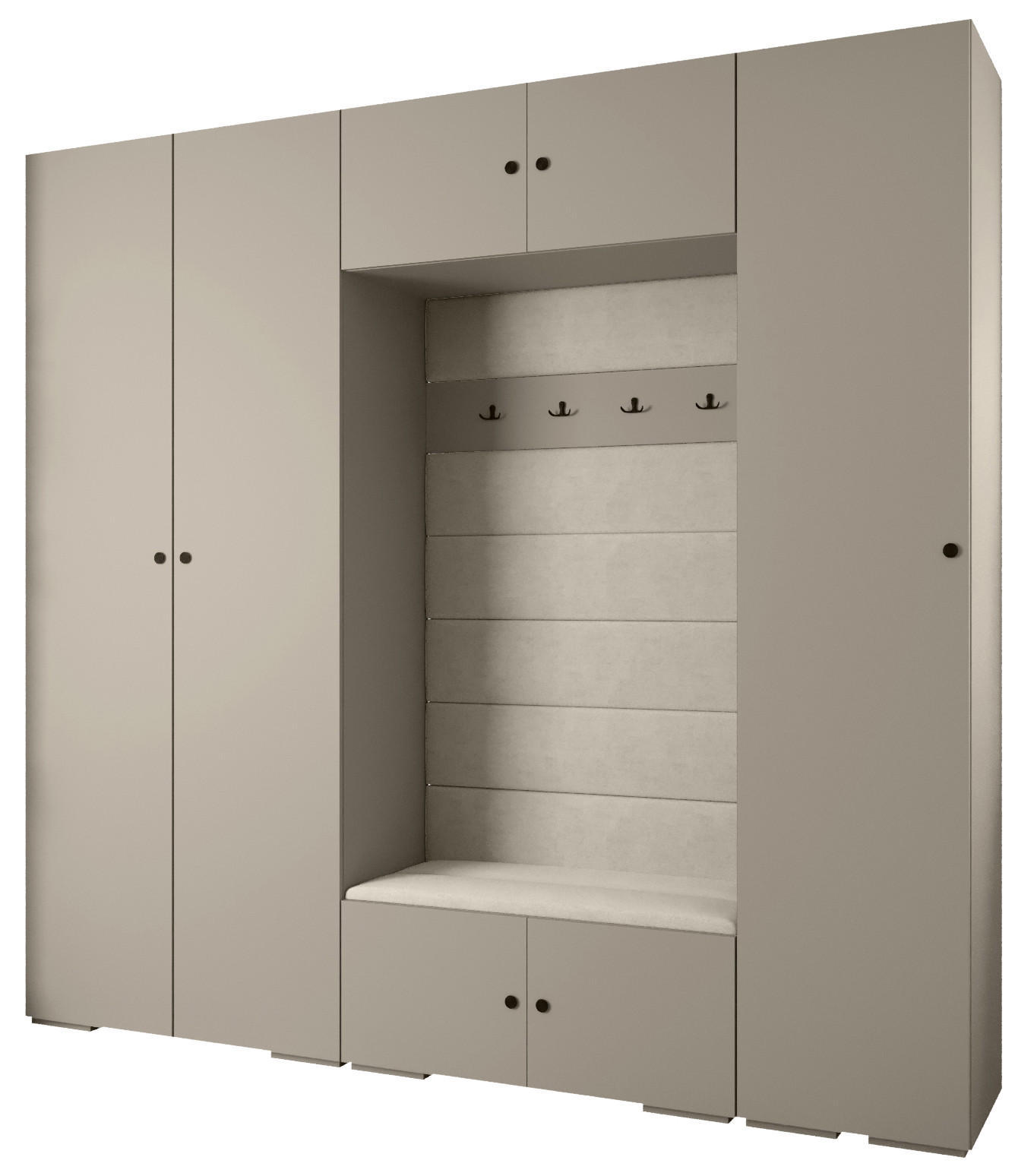 Abiks Möbel Garderoben-Set Kaschmir, Weiß, Schwarz 250x236.7x47 cm