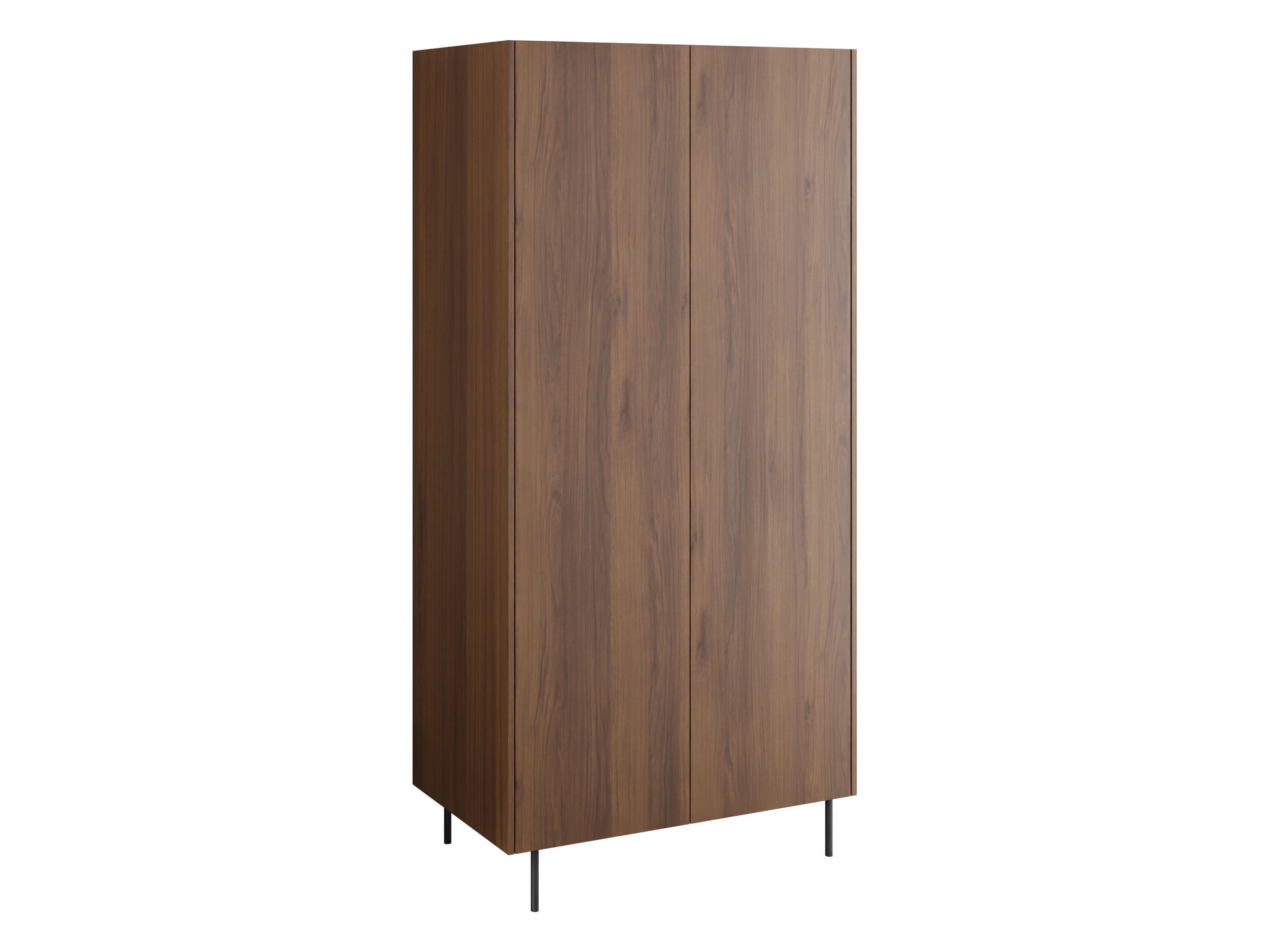KLEIDERSCHRANK Tewos SZ90 - Nussbaumfarben/Schwarz, Holzwerkstoff/Metall (90/185/56cm) - MIRJAN24