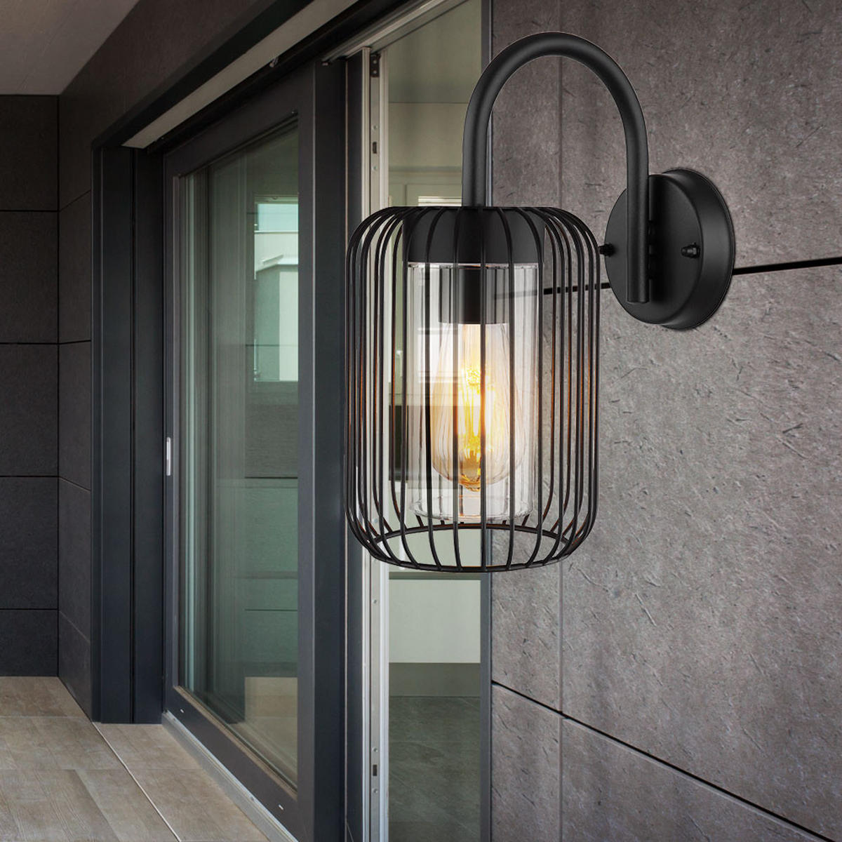 LED AUSSEN-WANDLEUCHTE Edelstahl Schwarz - Schwarz, Metall (16/32.5/16cm) - Globo Lighting