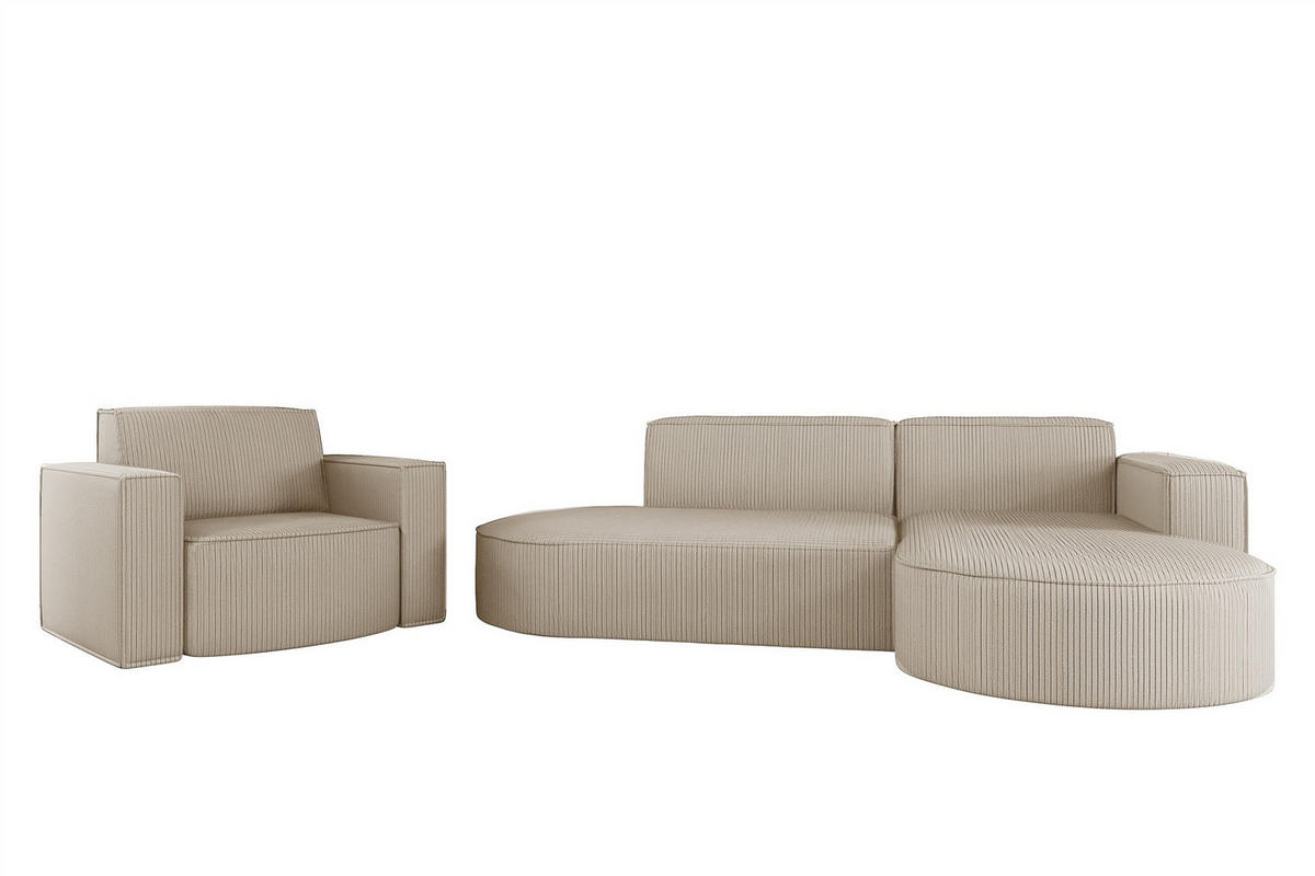 SOFASET Palma In Scala - Beige, Holzwerkstoff/Textil (236/78/165cm) - Fun Möbel