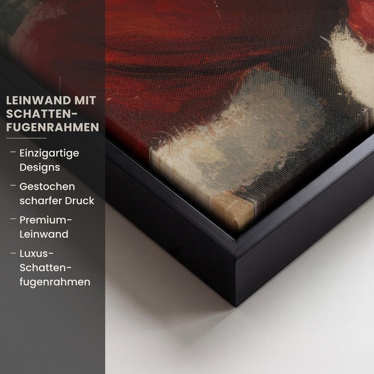 LEINWAND Bilder mit Rahmen - Weihnachten - Weihnachtsmann - Winter - Open Fireside - 60x80 - Dunkelrot, Textil (60/80cm) - MuchoWow