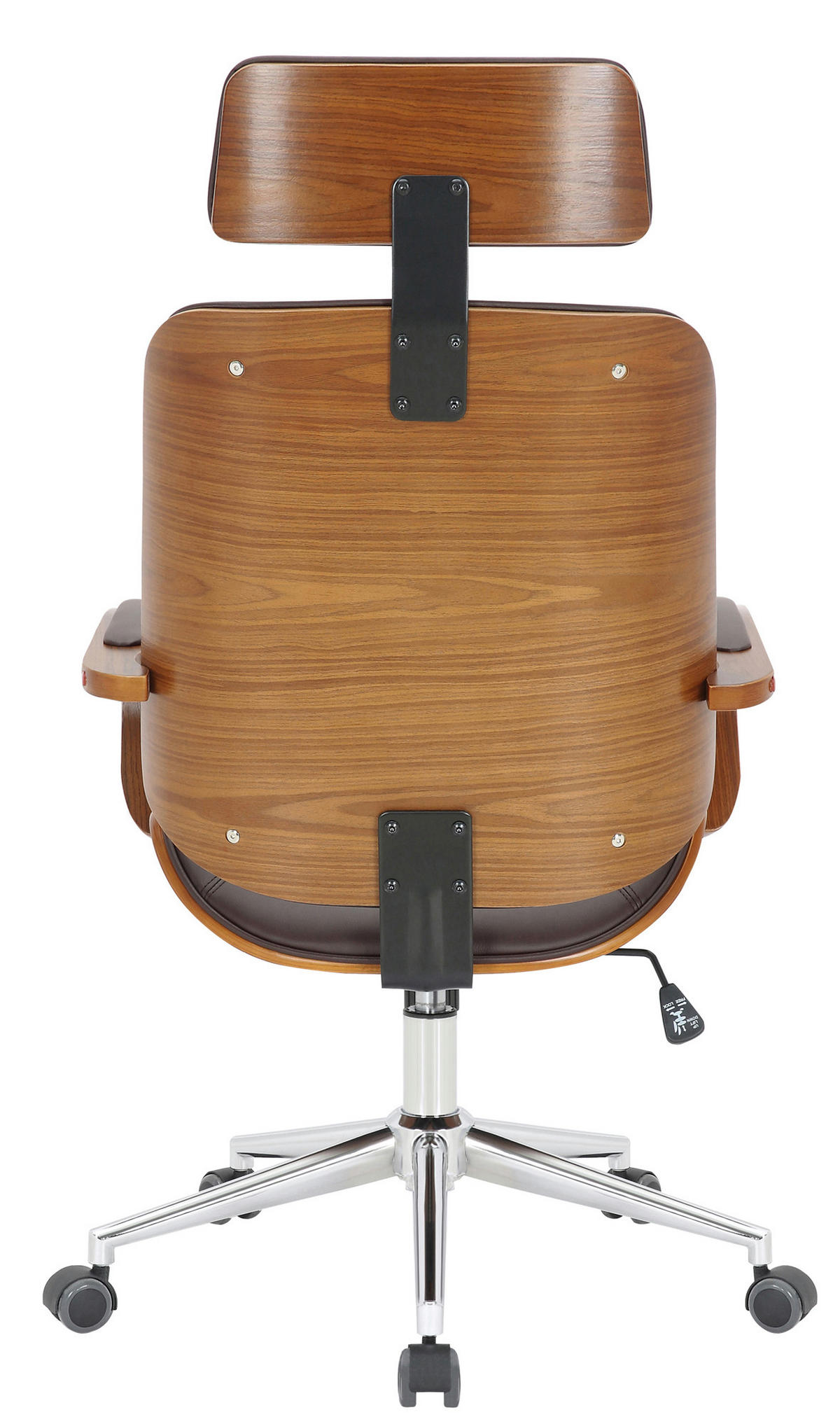 BÜROSTUHL KINGO 118x70x70 Walnuss/Braun Kunstleder - Braun, Leder/Metall (70/118/70cm) - DELUKE