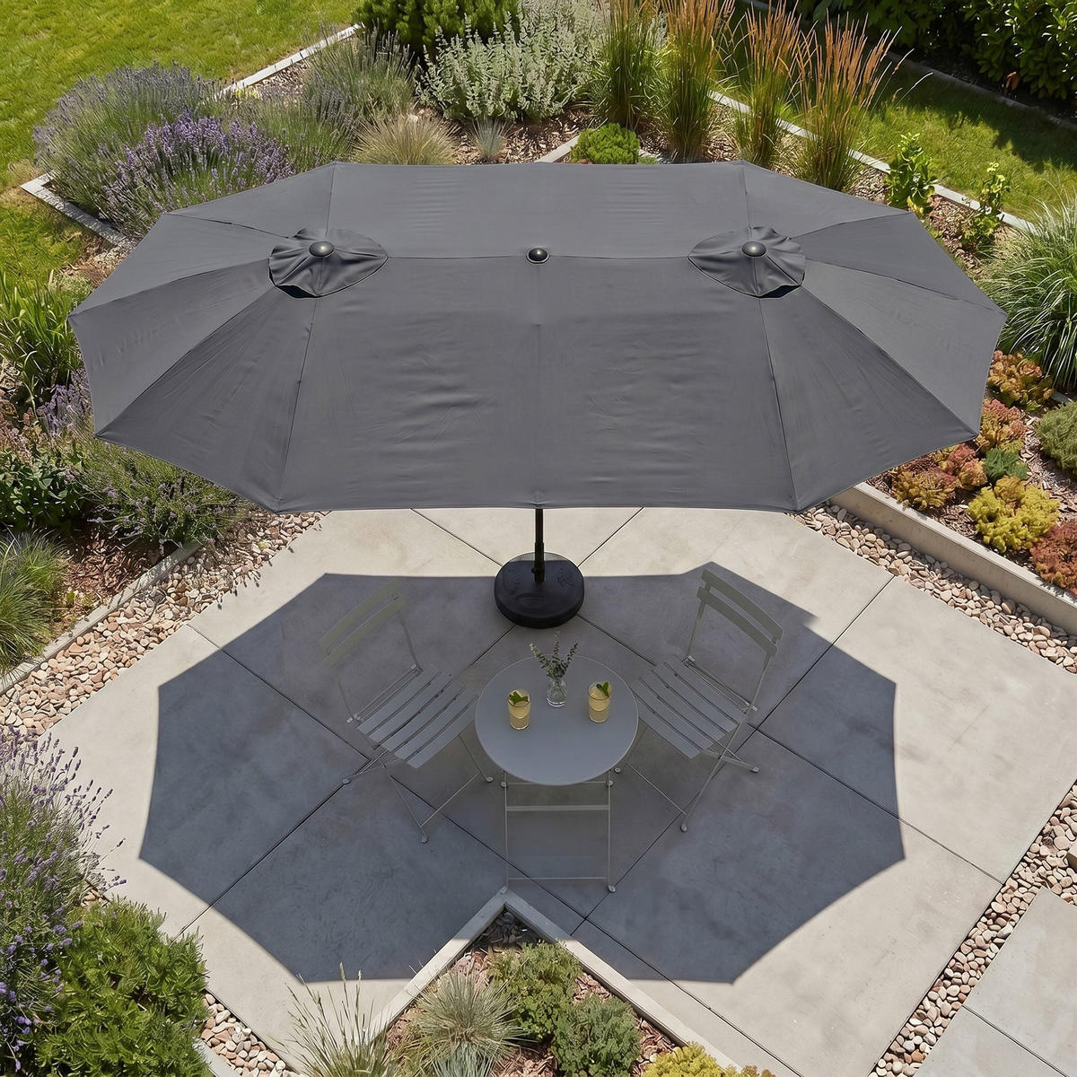 SONNENSCHRIM Grau 245/460 cm - Schwarz/Grau, Metall (460/270cm) - Akord
