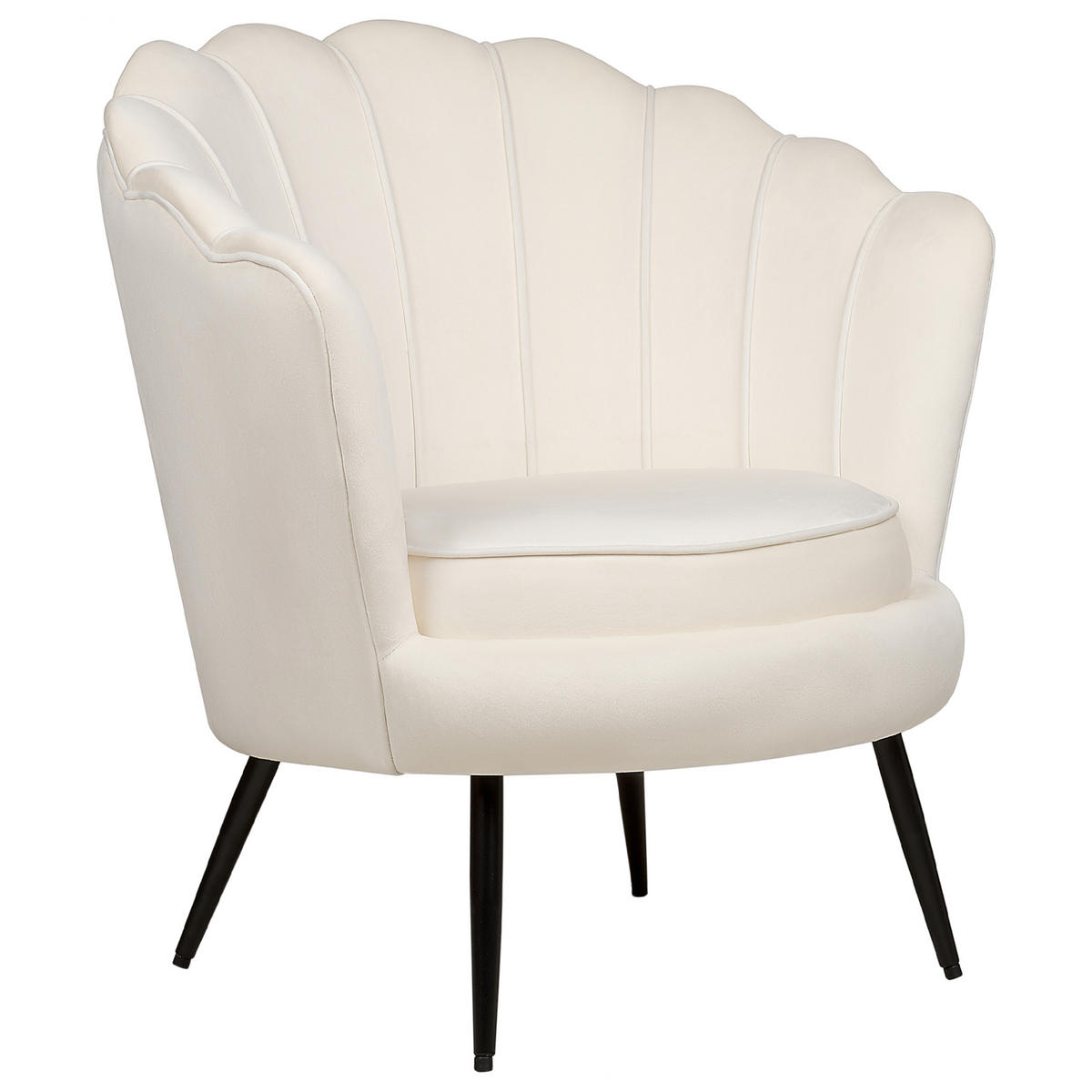 SESSEL Samtstoff Cremeweiß Lovikka - Schwarz/Weiß, Textil (79/85/77cm) - Beliani