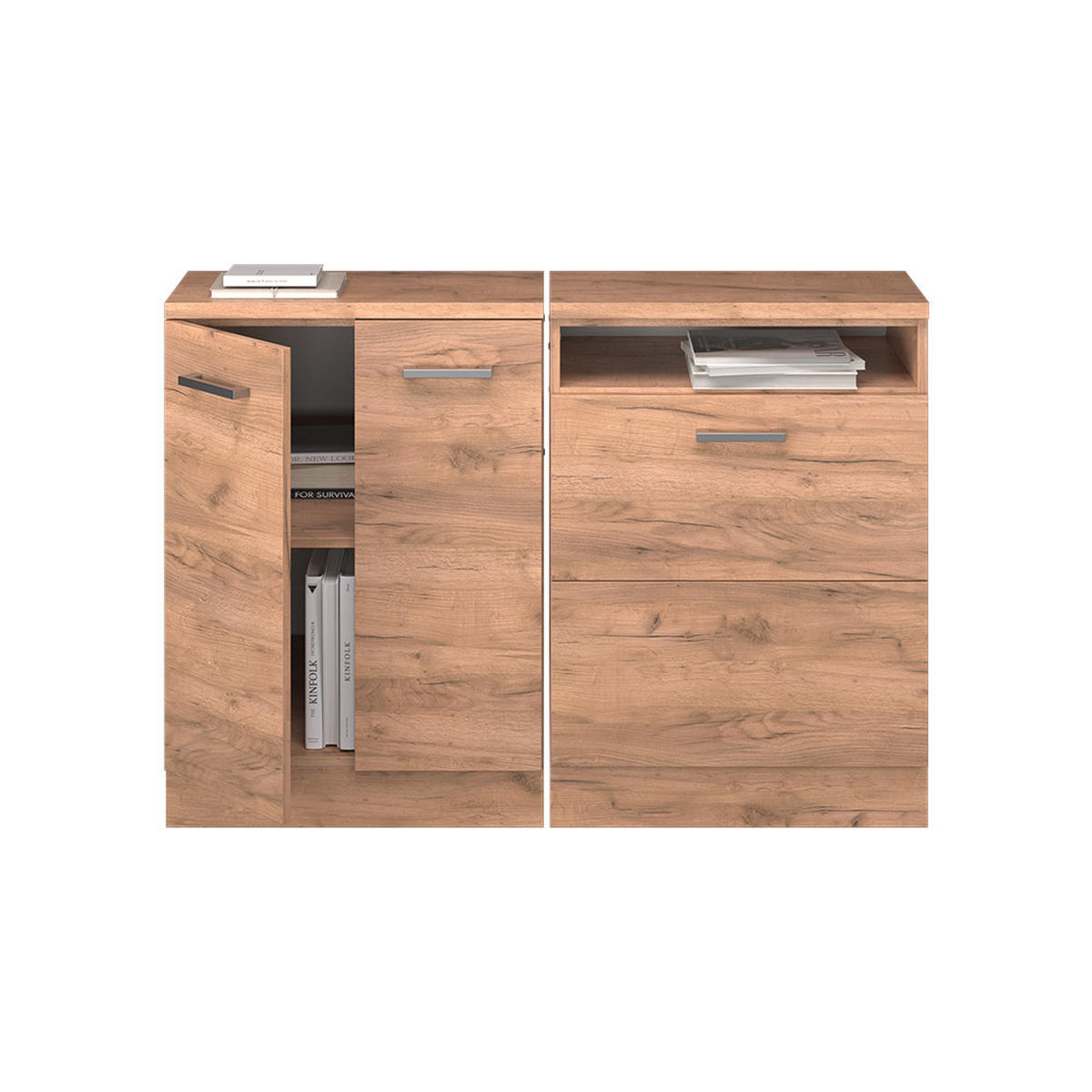 KUHINJSKI ORMAR ZA KOSINE KROVA R-Line Hrast zlatnog tona 120 cm Set od 2 korpusa ormara, dubina 60 cm - hrast medunac, drvni materijal (120/83.8/60cm) - Vicco