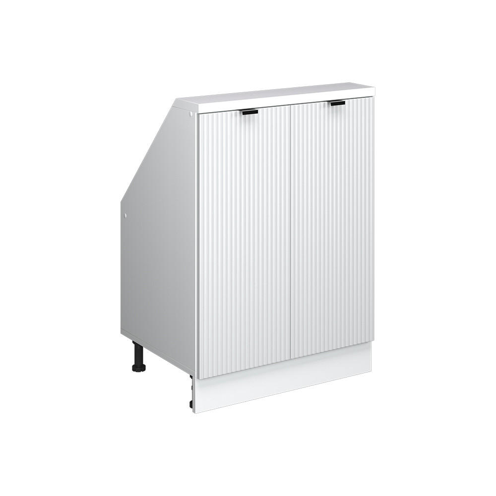 DACHSCHRÄGENSCHRANK Rion Weiß Riffel 60 x 81.6 cm mit 2 Türen - Weiß, Holzwerkstoff (60/81.6/46cm) - Vicco