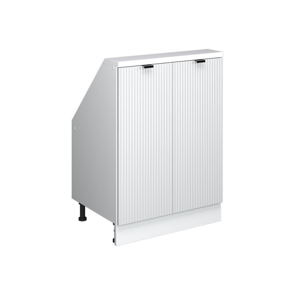 DACHSCHRÄGENSCHRANK Rion Weiß Riffel 60 x 81.6 cm mit 2 Türen - Weiß, Holzwerkstoff (60/81.6/46cm) - Vicco