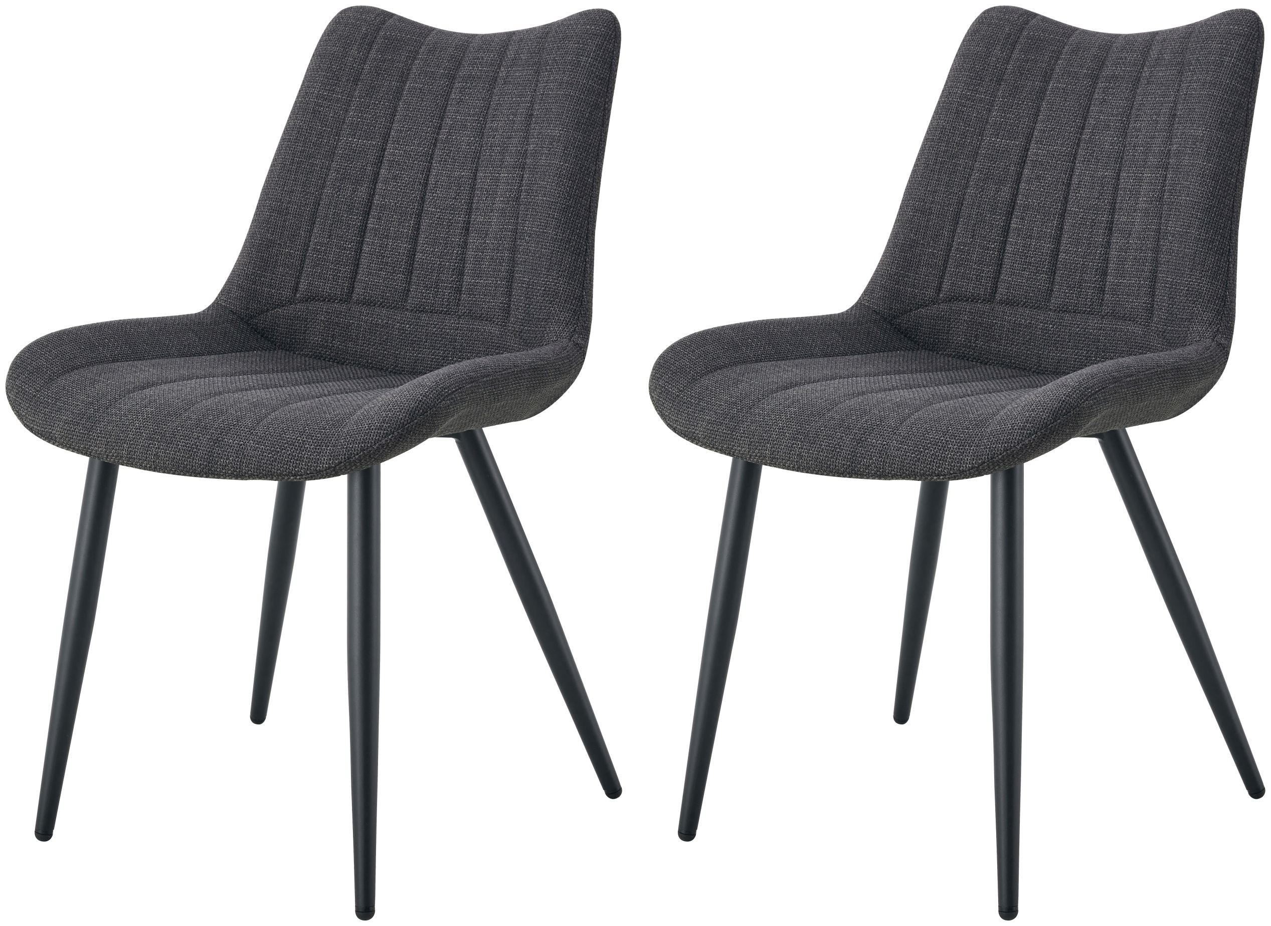 STUHL Lotta anthrazit 2er Set - Anthrazit/Schwarz, Textil/Metall (53/86/59cm) - Xonox