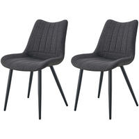 STUHL Lotta anthrazit 2er Set - Anthrazit/Schwarz, Textil/Metall (53/86/59cm) - Xonox