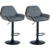 BARHOCKER 2er Set Samt Dunkelgrau - Dunkelgrau/Schwarz, Textil/Metall (51/89/52cm) - CLP