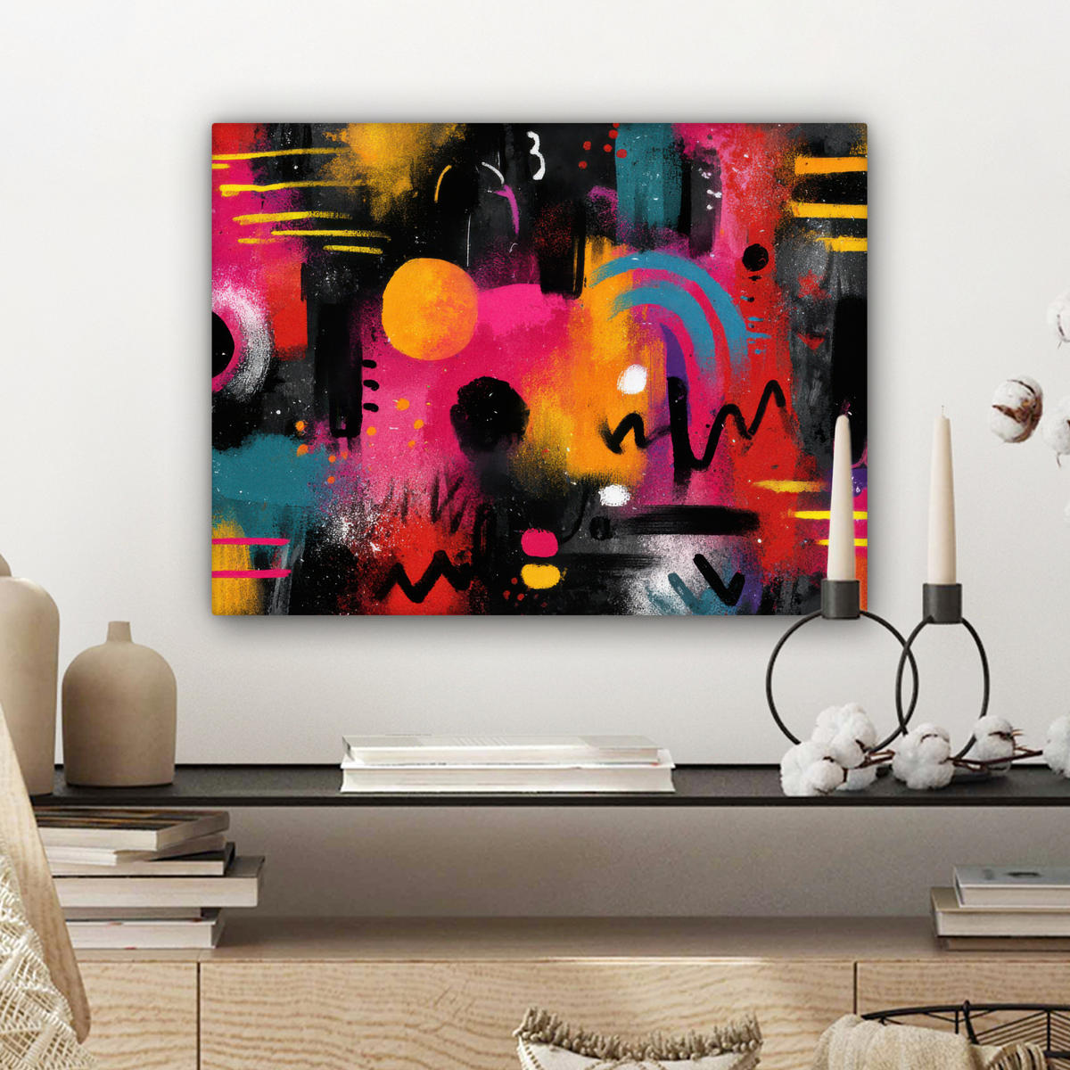 LEINWANDBILD Farbflächen - Formen - Bunt - Abstrakt Wandbild 40x30 cm - Pink, Textil (40/30cm) - MuchoWow