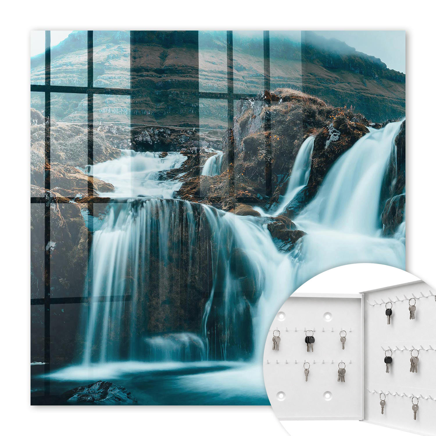 SCHLÜSSELBOX Weiß 30x30 cm – Türöffnung nach rechts - Die Majestät der Natur - Blau, Metall (30/30/5cm) - TULUP