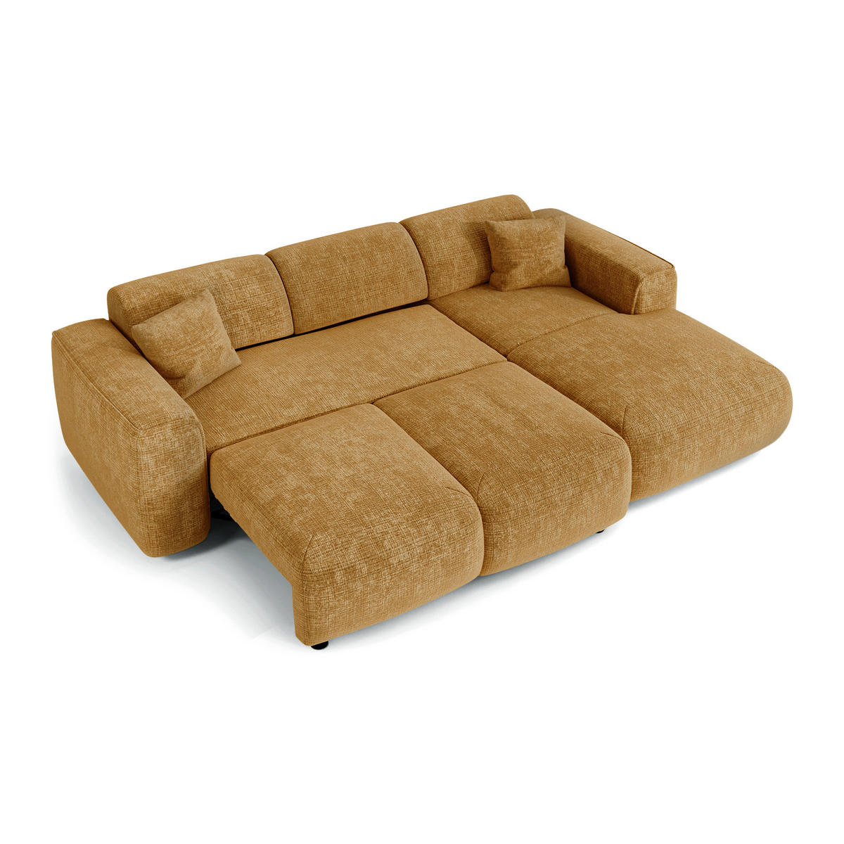 ECKSCHLAFSOFA Geprägter Samt Senf 283cm - Dunkelgelb, Textil (283/180cm) - Sia Home