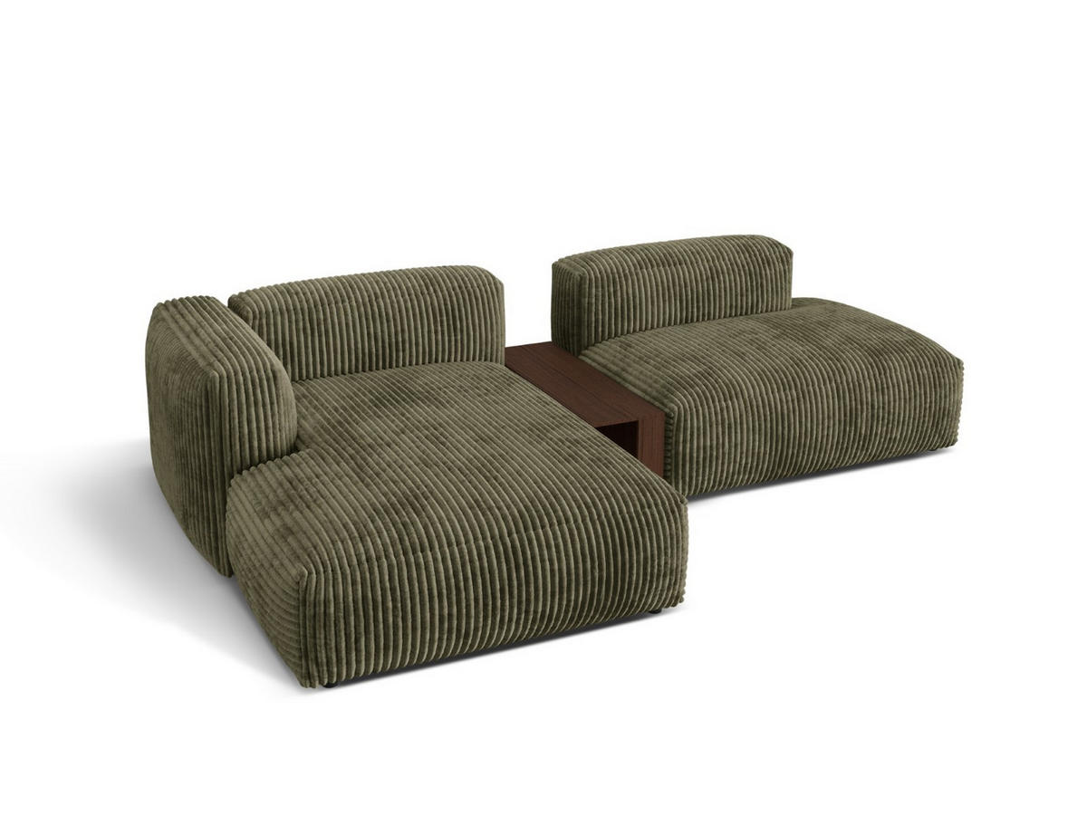 ECKSOFA modular links Martina aus Cord moosgrün 2 Sitzplätze - Salbeigrün, Textil (176/285cm) - Micadoni