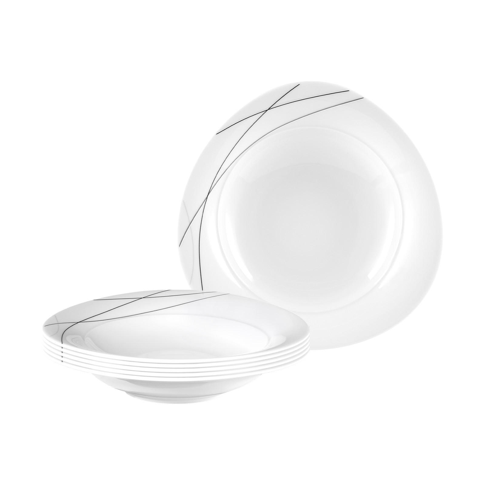 SUPPENTELLER Trio Highline weiß-grau ø 23,6 cm 6er Set - Weiß/Grau, Keramik (23.6cm) - Seltmann Weiden