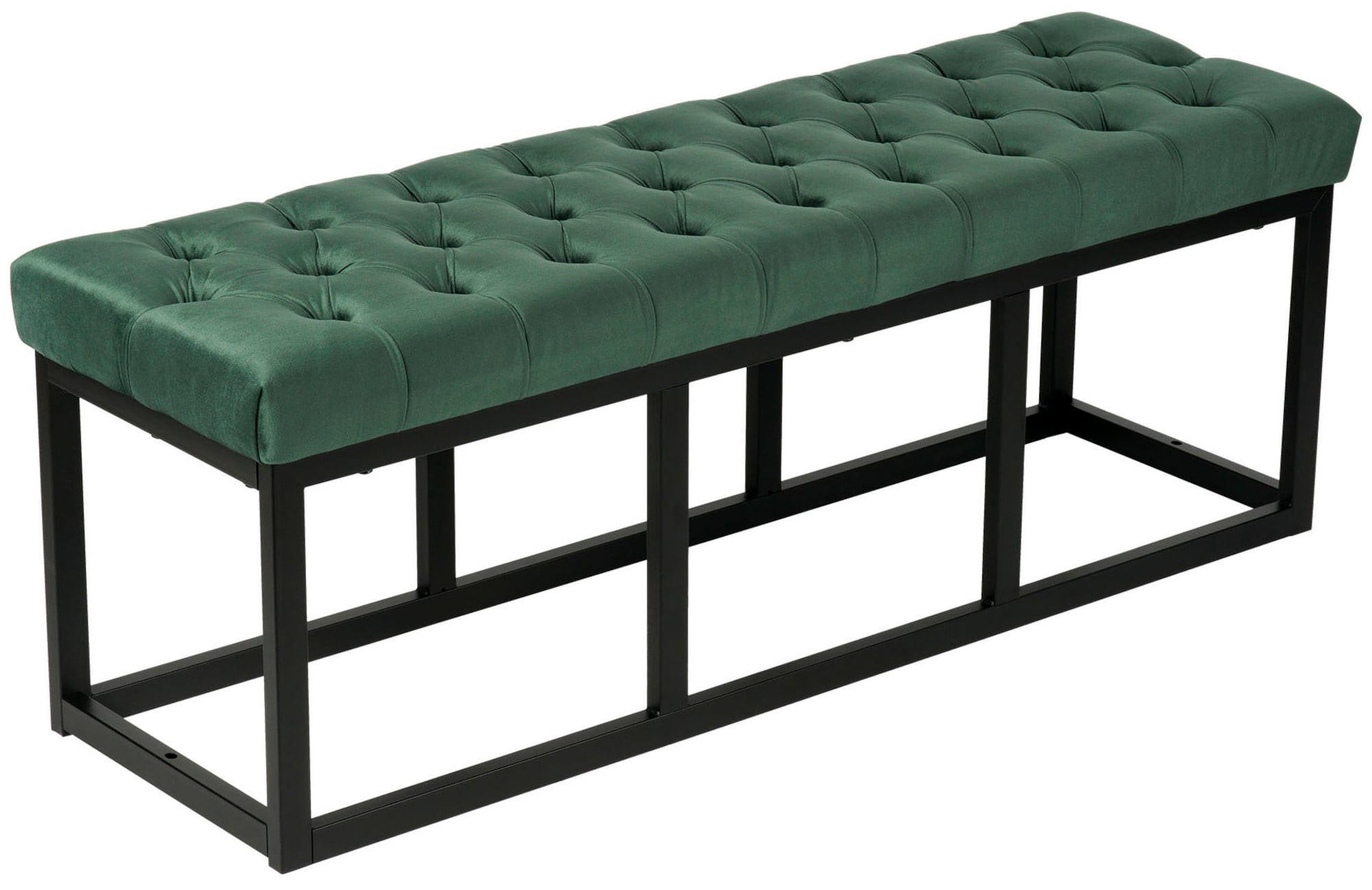 SITZBANK 120/37 cm Samt grün - Schwarz/Grün, Textil/Metall (120/42/37cm) - CLP