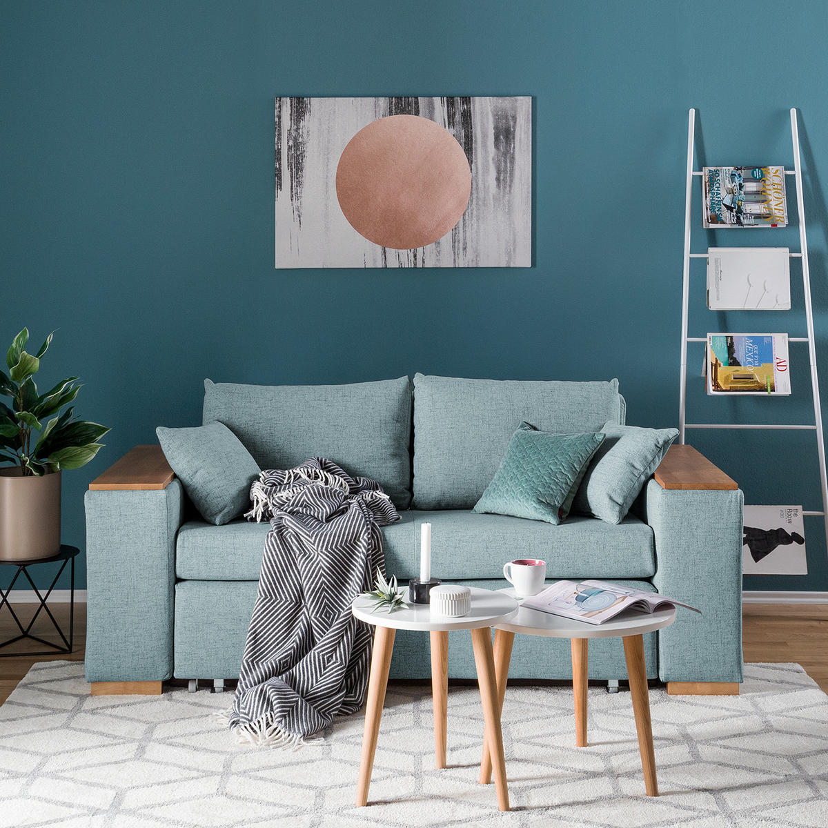 SCHLAFSOFA mit XL Armlehne - Grau, Textil (216/90/90cm) - home24