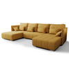 WOHNLANDSCHAFT Florinna Gelb 345/182/87 cm mit Schlaffunktion - Chromfarben/Gelb, Textil/Metall (345/87/182cm) - AX Living