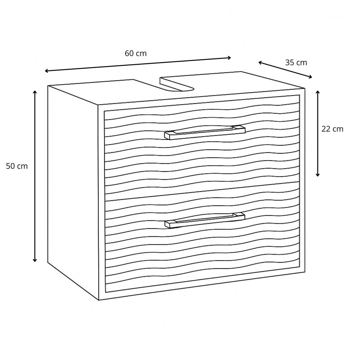 WASCHBECKENUNTERSCHRANK Etna 2 Schubladen Schwarz Matt - 60 x 35 x 50 cm - Schwarz, Holz (60/50/35cm) - Badplaats