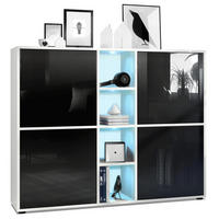 HIGHBOARD Cuba Türen in Schwarz Hochglanz - Schwarz Hochglanz, Holzwerkstoff (130.5/105.5/35.5cm) - Vladon