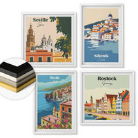 WANDBILDER 4er-Set - 50x50 cm & 40x60 cm Weißer Rahmen - Landschaften europäischer Städte - Weiß, Kunststoff (50/50cm) - ArtPrintCave