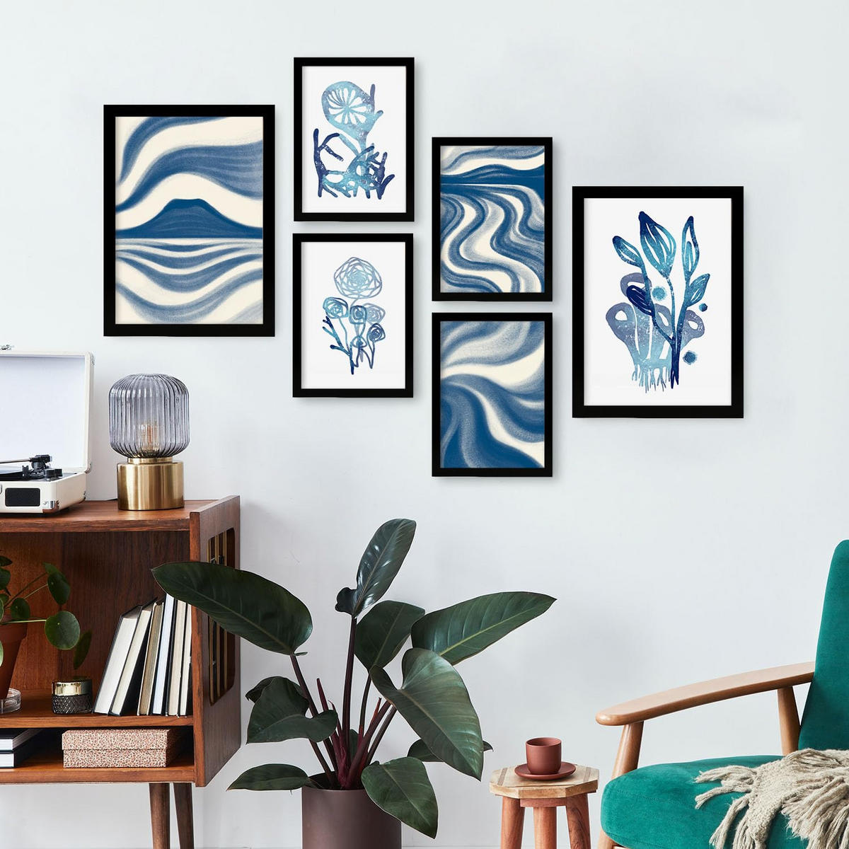POSTER Set Mit 6 Immer Noch Natur In Blume Zusammenfassung Ästhetische Dekorative Gemälde Für Ihr Wohnzimmer Zuhause A3 & A4 Schwarzer Rahmen - Schwarz, Papier (29/3cm) - Nacnic