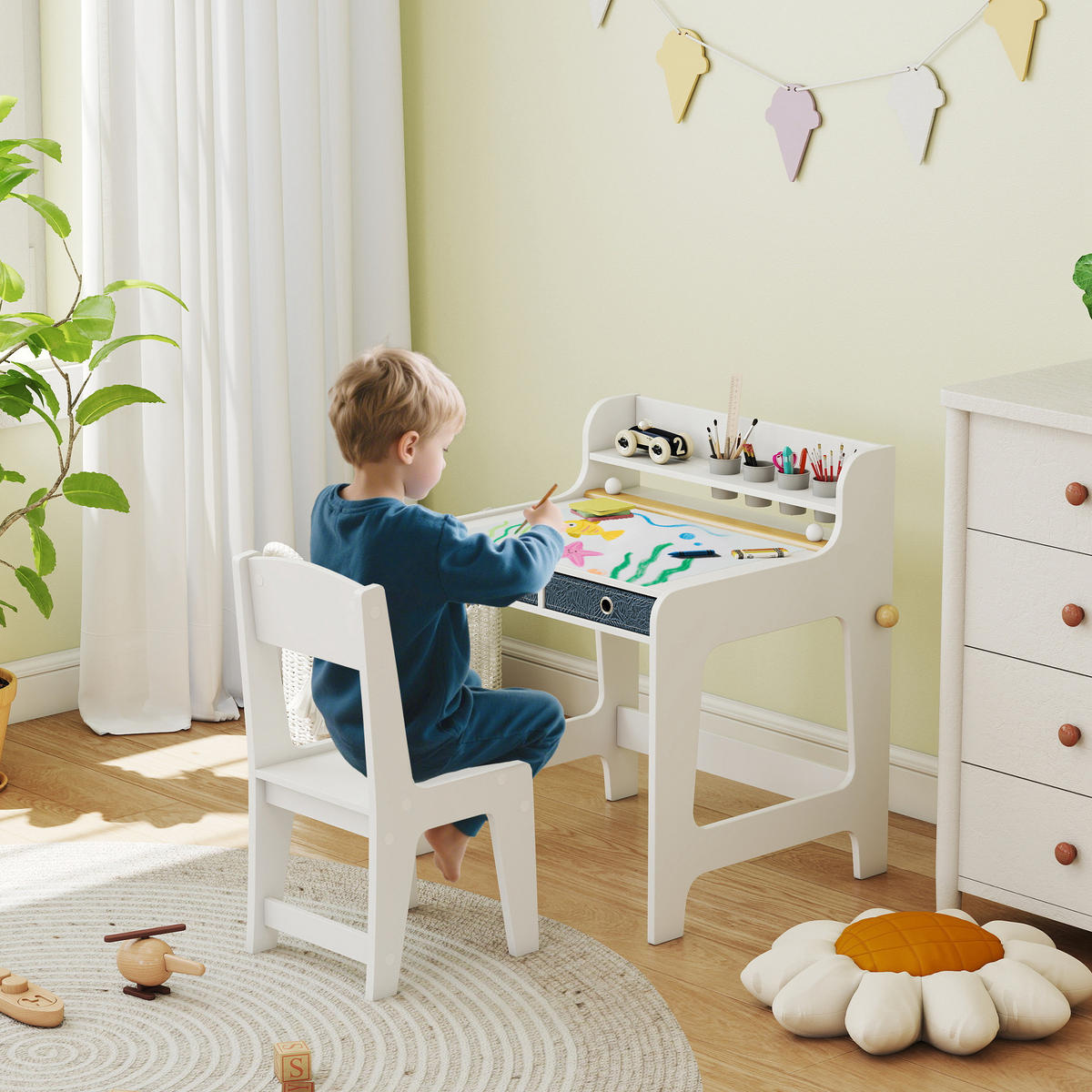 KINDERSCHREIBTISCH DE-17541 Weiß - Weiß, Holzwerkstoff (62.8/73.8/55.6cm) - ComfortXL