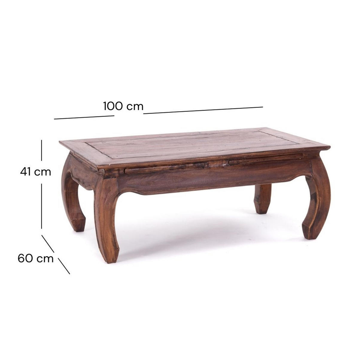 OPIUMTISCH EAST 100 Mahagoni Recyclingholz massiv 02 hellbraun - Hellbraun, Holz (60/100/41cm) - DESIGN DELIGHTS