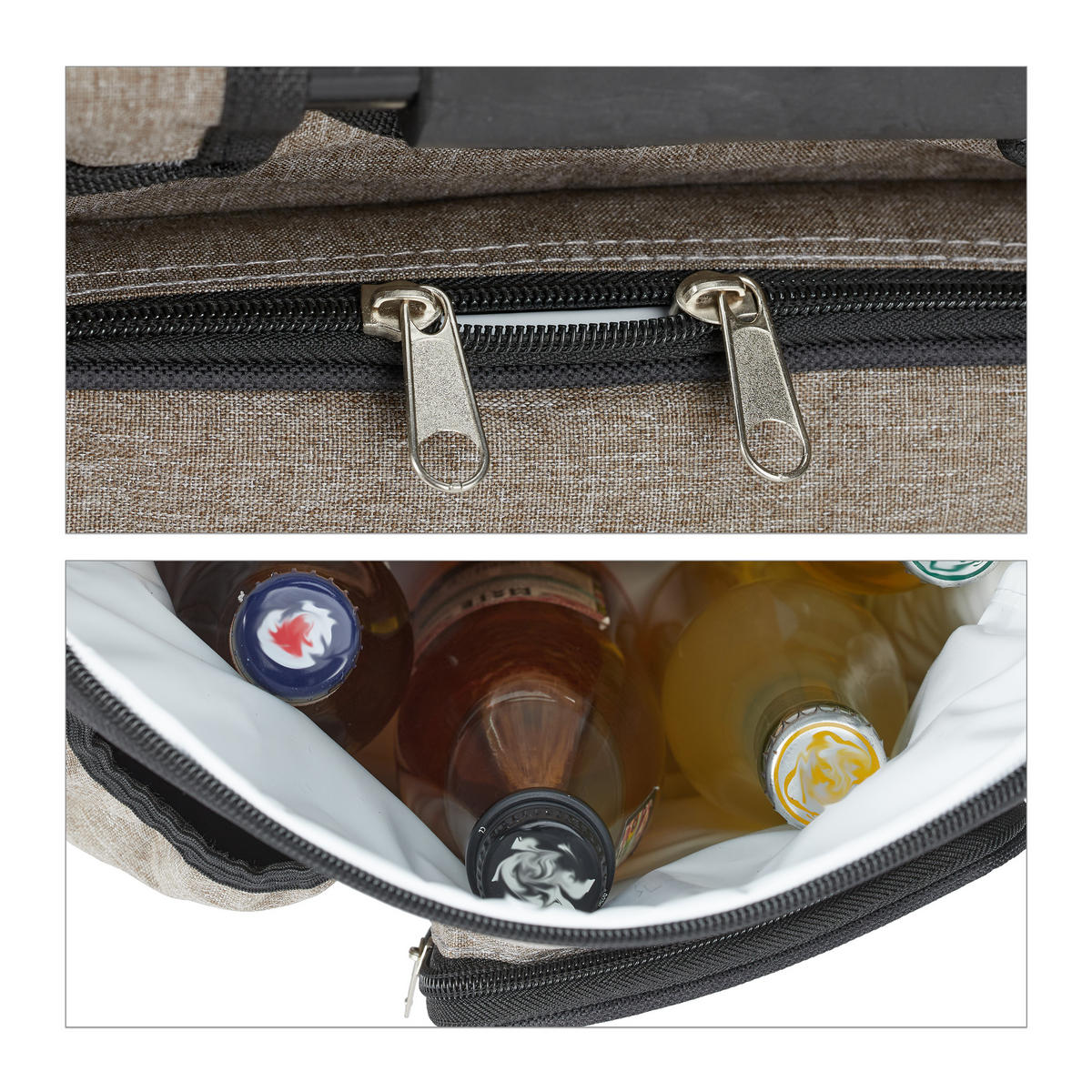 CAMPINGHOCKER - Beige, Textil/Metall (35/42/29cm) - Relaxdays