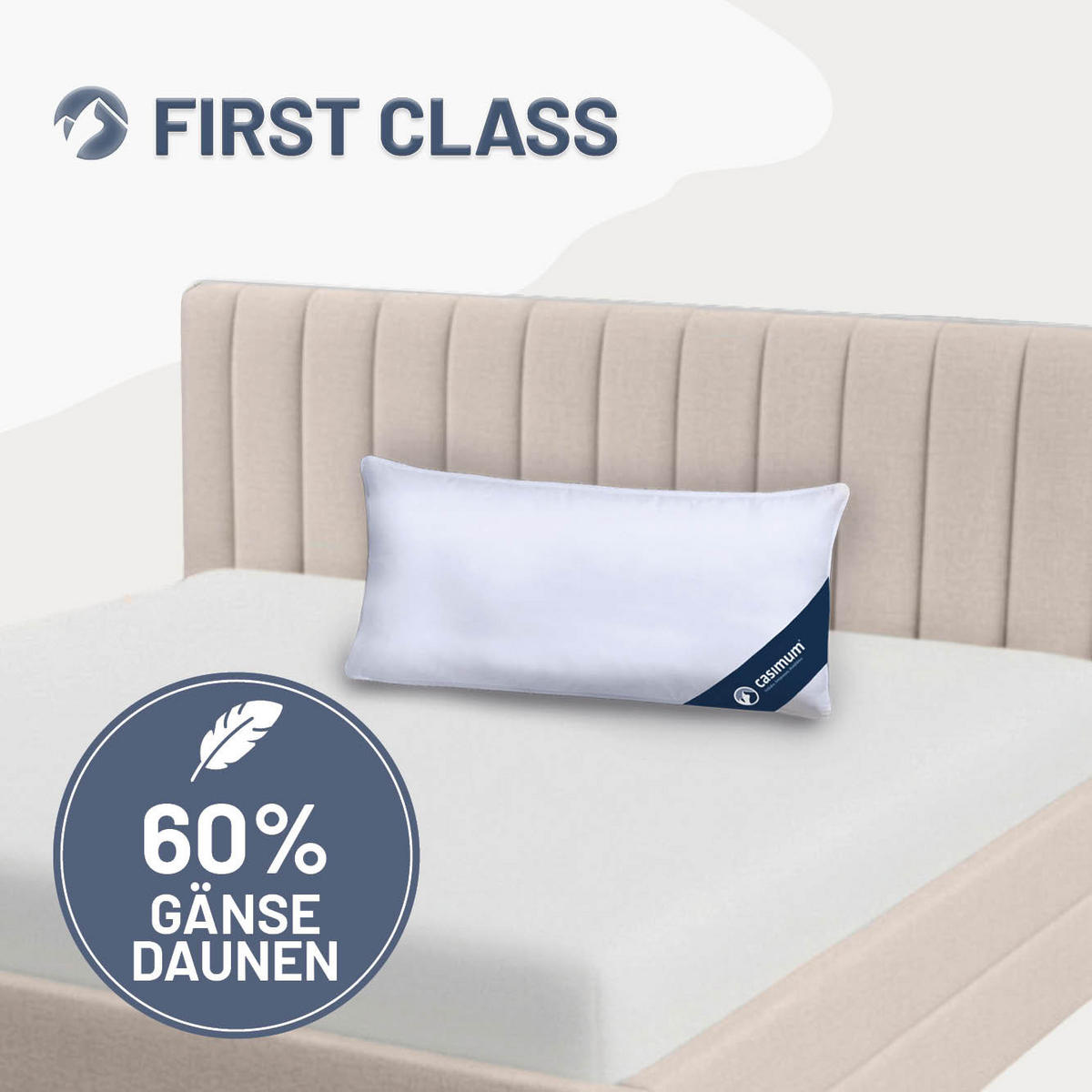 KOPFKISSEN 40x80 cm weich & stützend, Daunenkissen 60% Gänsedaunen - Weiß, Textil (40/80cm) - casimum