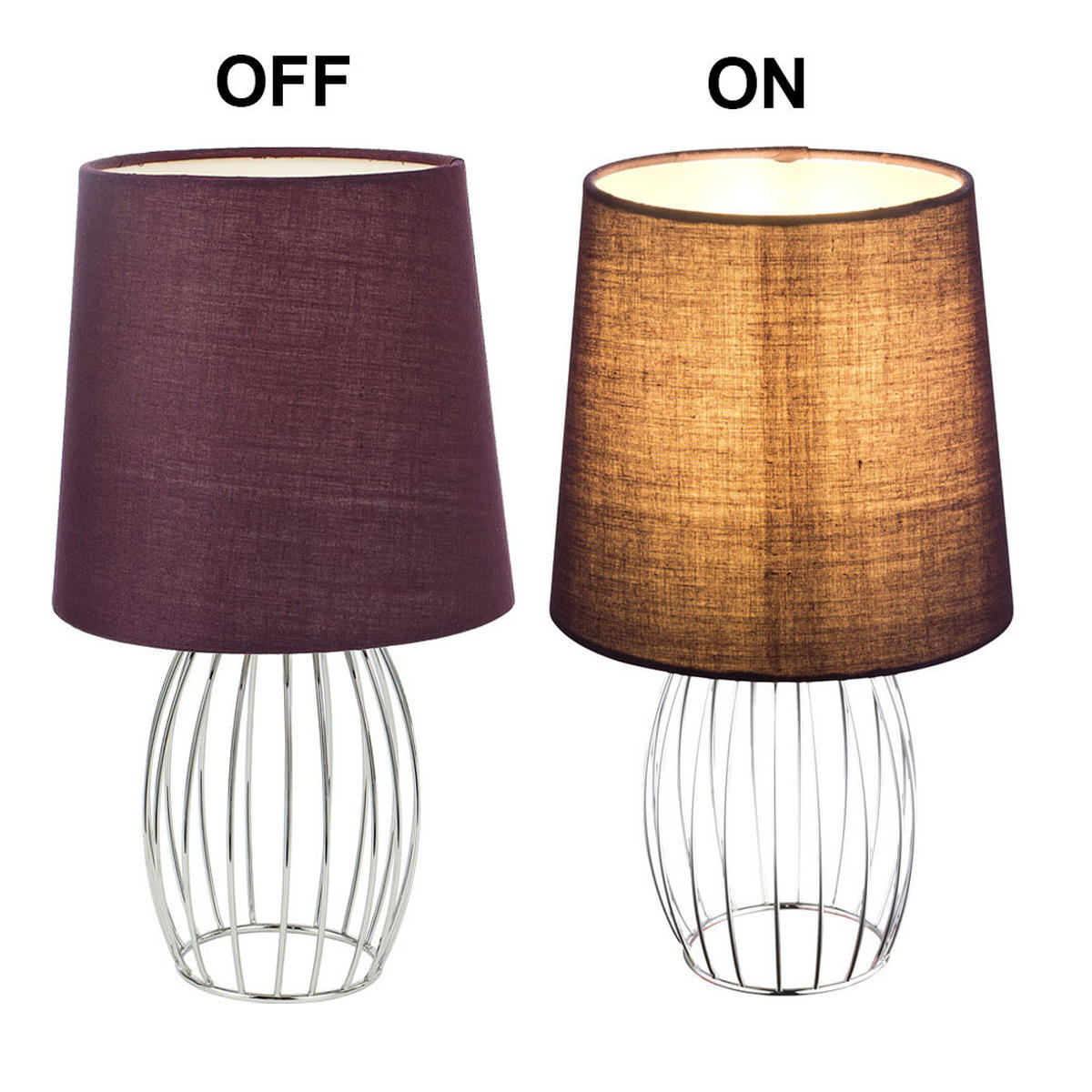 TISCHLEUCHTE Metall Textil Silber Chrom - Silberfarben, Metall (16/16/29cm) - Globo Lighting